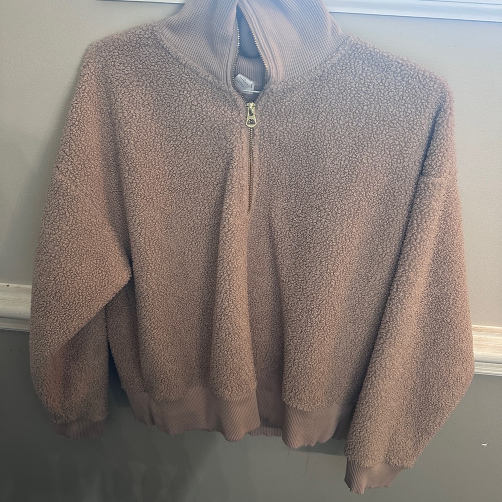 Yogalicious Taupe Sherpa Half-Zip Pullover